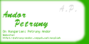 andor petruny business card